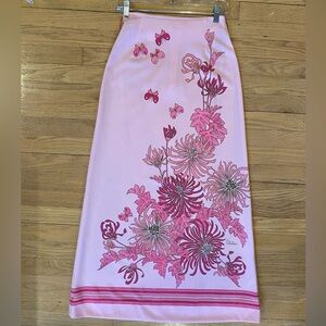 Vintage 1970’s Miss Shaheen Of CA Floral Butterfly Print Maxi Hippie Boho Skirt
